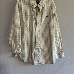 Vineyard Vines Yellow and Blue Casual Button Down Shirt, Boy’s 6
